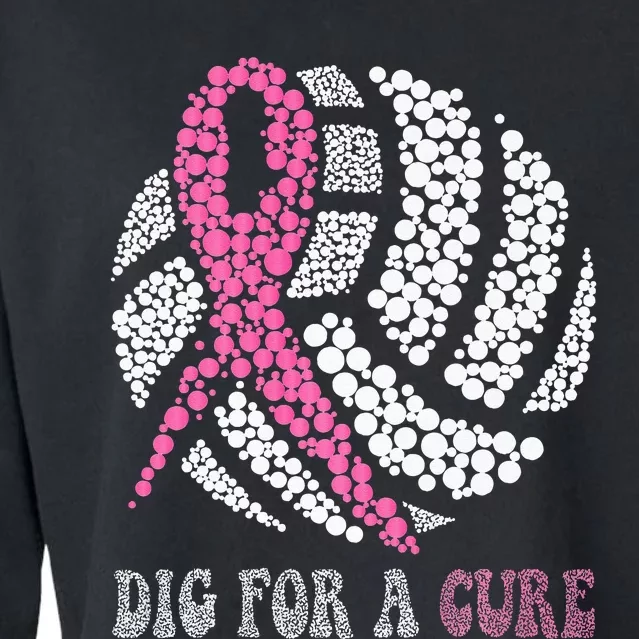 Dig For A Cure Breast Cancer Awareness Volleyball Pink Out Cropped Pullover Crew