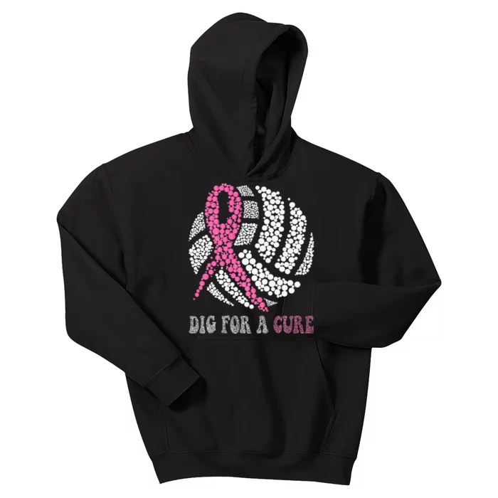 Dig For A Cure Breast Cancer Awareness Volleyball Pink Out Kids Hoodie