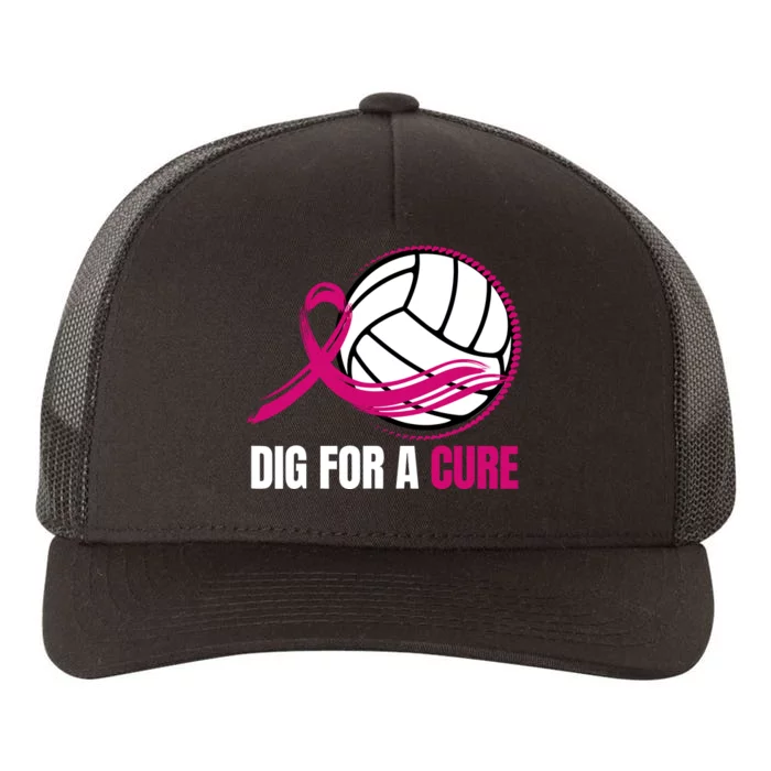 Dig For A Cure Breast Cancer Awareness Volleyball Pink Out Yupoong Adult 5-Panel Trucker Hat