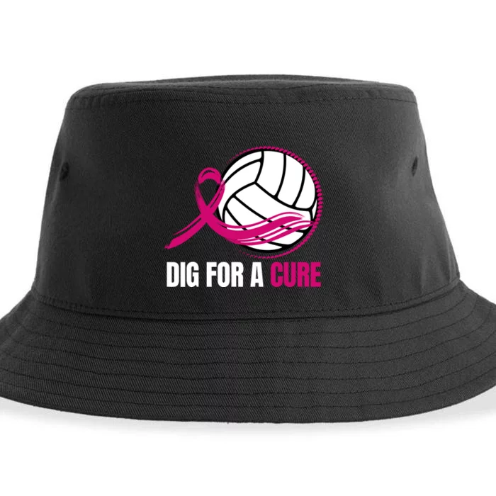 Dig For A Cure Breast Cancer Awareness Volleyball Pink Out Sustainable Bucket Hat