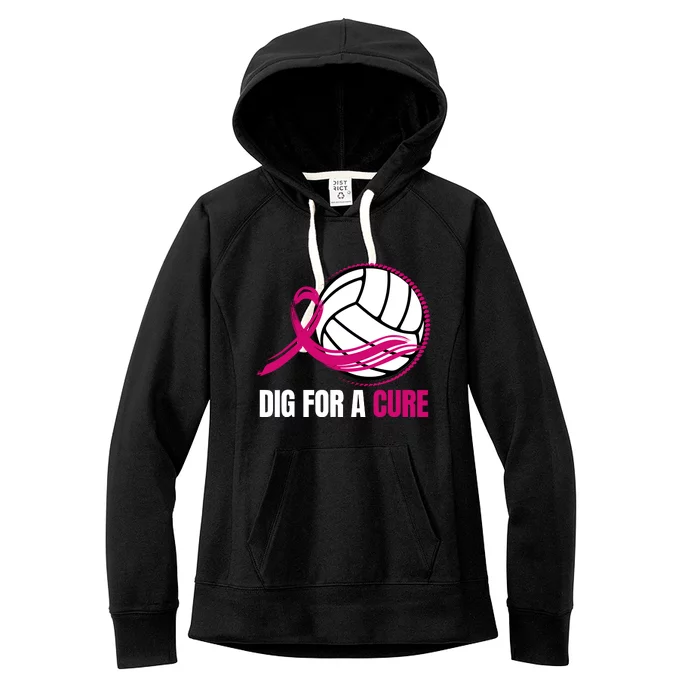 Dig For A Cure Breast Cancer Awareness Volleyball Pink Out Women's Fleece Hoodie