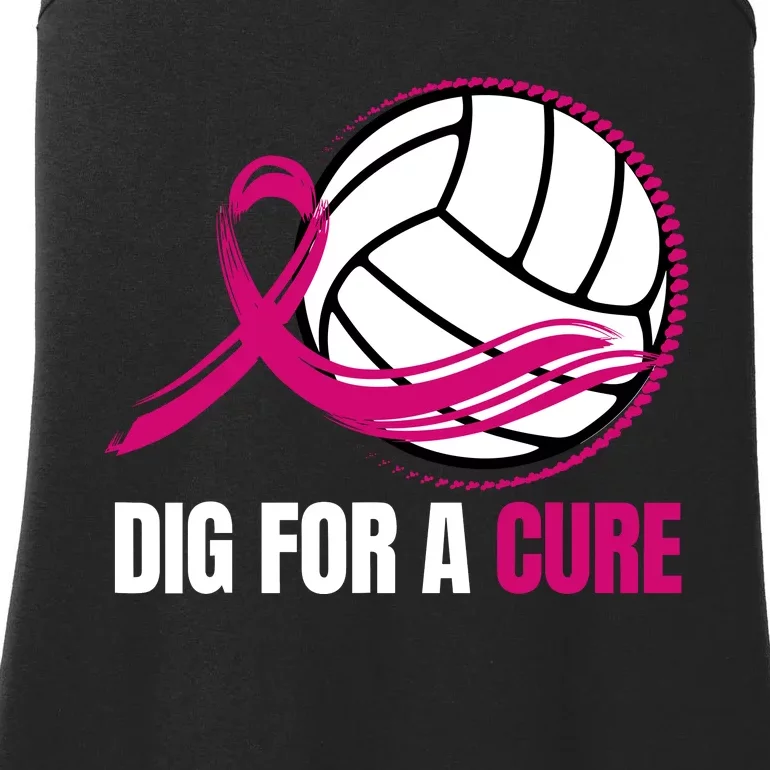 Dig For A Cure Breast Cancer Awareness Volleyball Pink Out Ladies Essential Tank