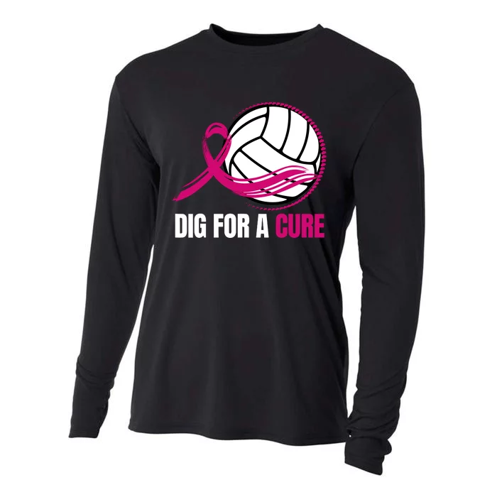 Dig For A Cure Breast Cancer Awareness Volleyball Pink Out Cooling Performance Long Sleeve Crew