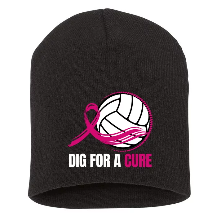 Dig For A Cure Breast Cancer Awareness Volleyball Pink Out Short Acrylic Beanie