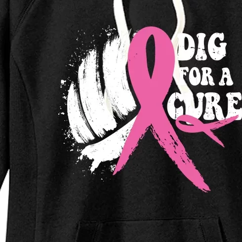 Dig For A Cure Breast Cancer Awareness Volleyball Pink Out Women's Fleece Hoodie