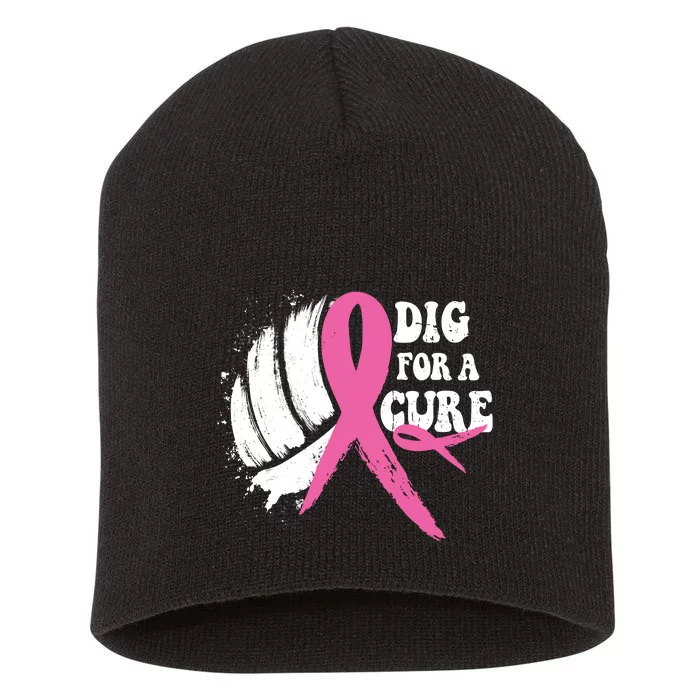 Dig For A Cure Breast Cancer Awareness Volleyball Pink Out Short Acrylic Beanie