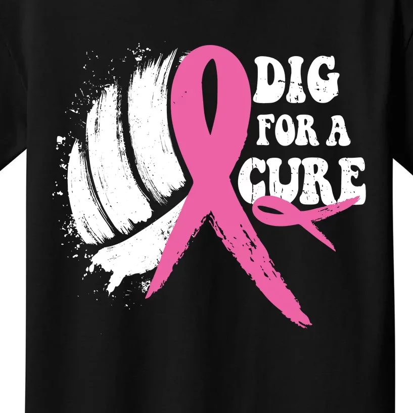 Dig For A Cure Breast Cancer Awareness Volleyball Pink Out Kids T-Shirt