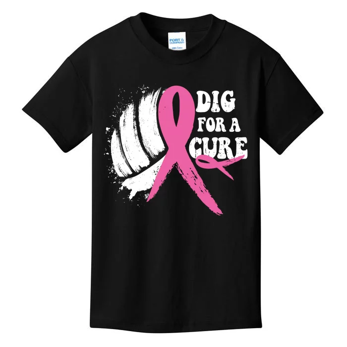 Dig For A Cure Breast Cancer Awareness Volleyball Pink Out Kids T-Shirt