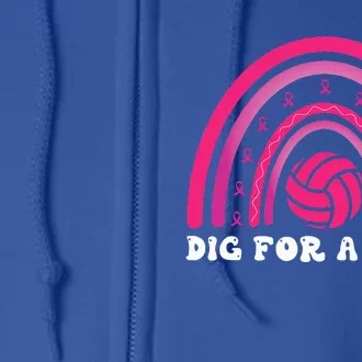 Dig For A Cure Breast Cancer Awareness Volleyball Pink Out Full Zip Hoodie