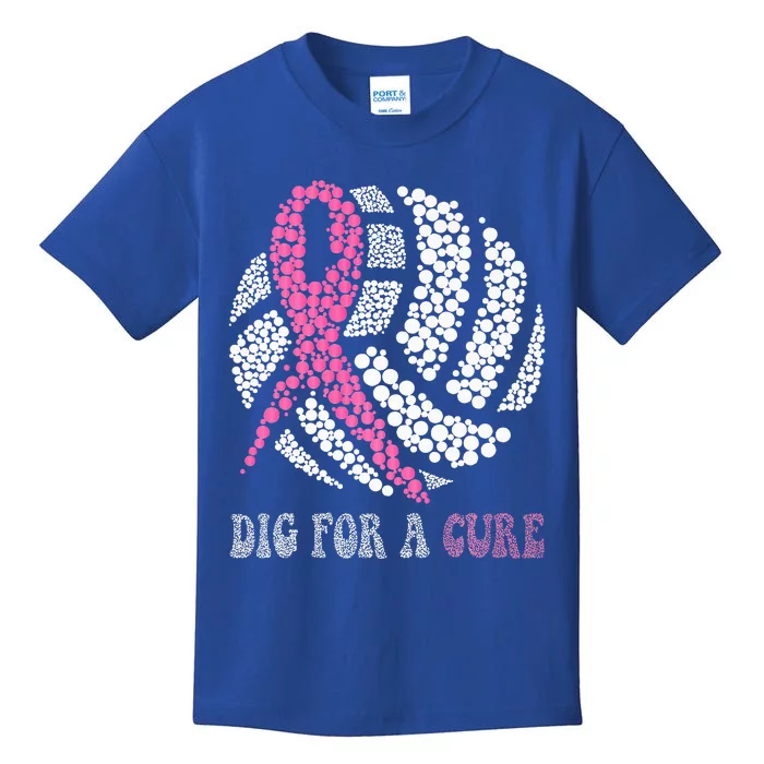 Dig For A Cure Breast Cancer Awareness Volleyball Pink Out Kids T-Shirt