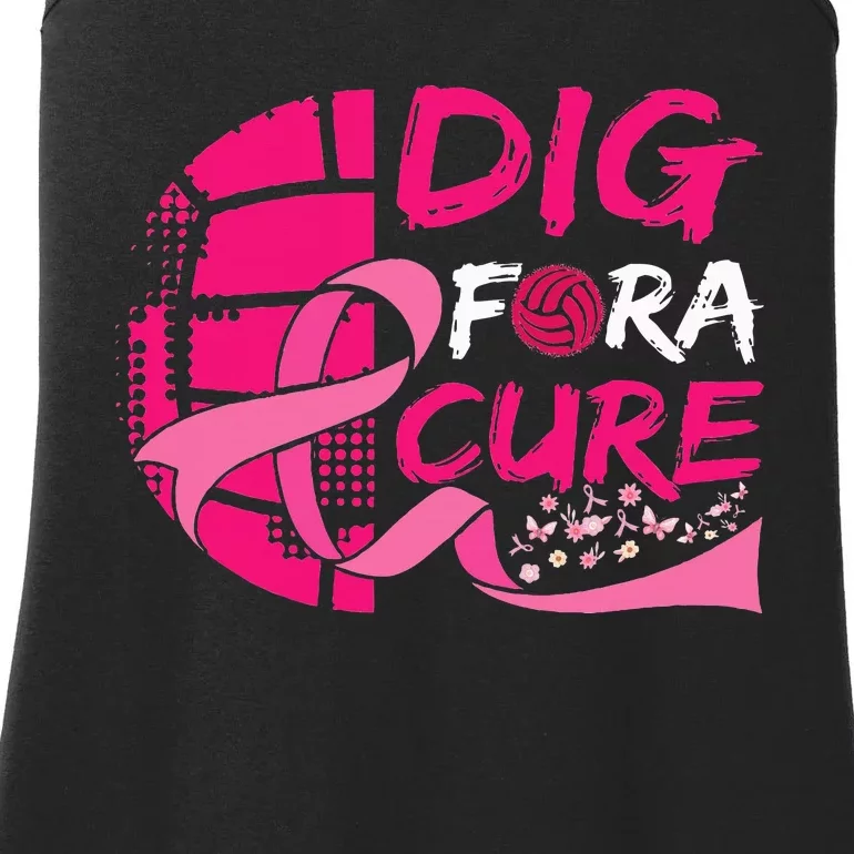 Dig For A Cure Breast Cancer Awareness Volleyball Ladies Essential Tank