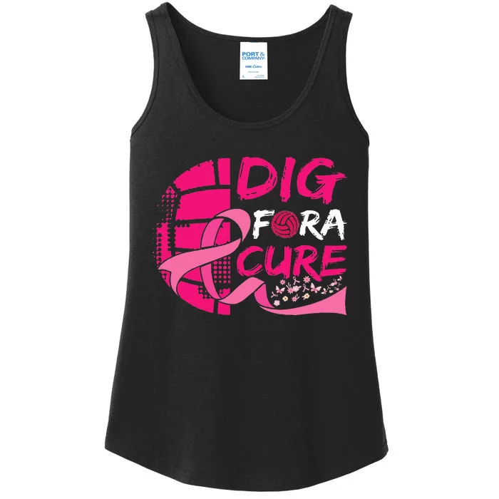 Dig For A Cure Breast Cancer Awareness Volleyball Ladies Essential Tank