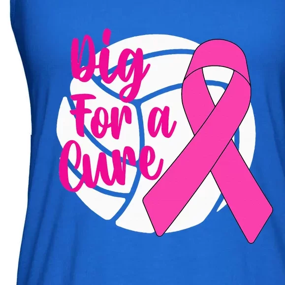 Dig For A Cure Breast Cancer Awareness Volleyball Pink Out Ladies Essential Flowy Tank