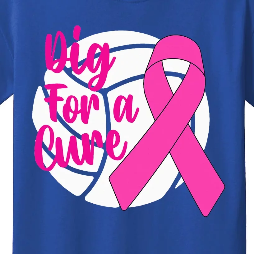 Dig For A Cure Breast Cancer Awareness Volleyball Pink Out Kids T-Shirt