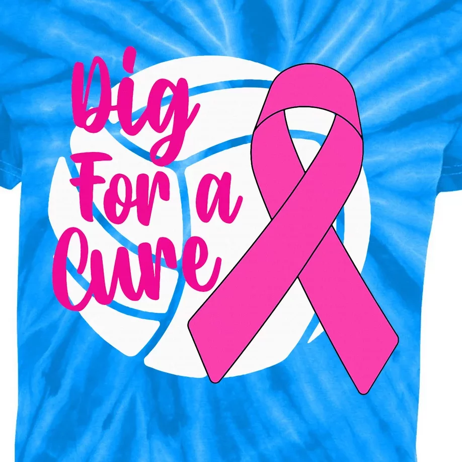 Dig For A Cure Breast Cancer Awareness Volleyball Pink Out Kids Tie-Dye T-Shirt