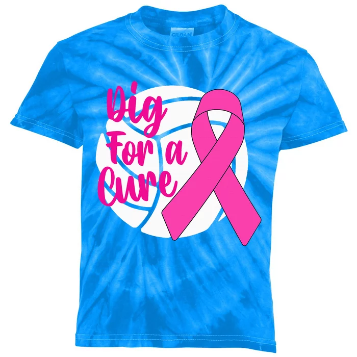 Dig For A Cure Breast Cancer Awareness Volleyball Pink Out Kids Tie-Dye T-Shirt