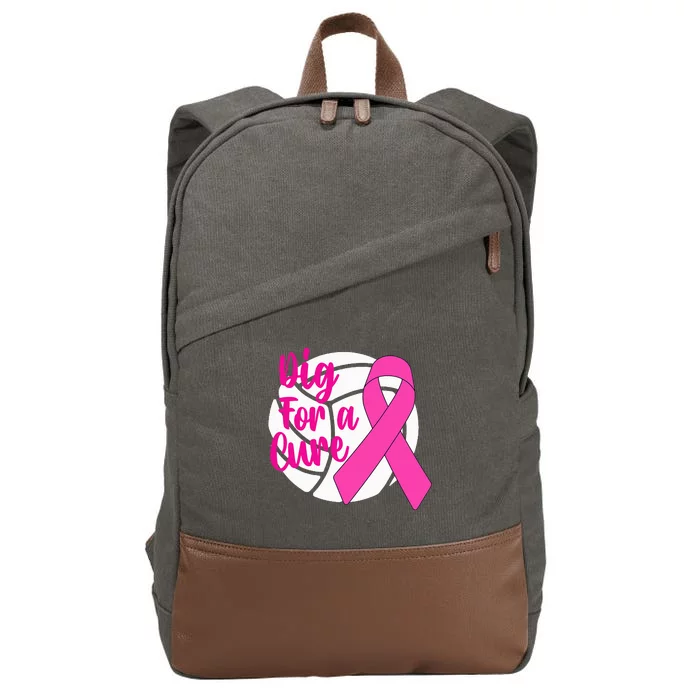 Dig For A Cure Breast Cancer Awareness Volleyball Pink Out Cotton Canvas Backpack