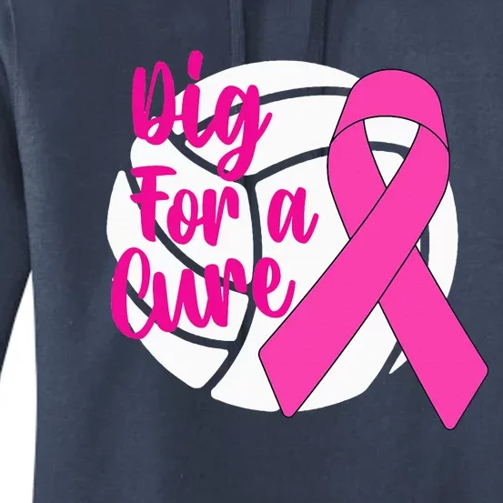 Dig For A Cure Breast Cancer Awareness Volleyball Pink Out Women's Pullover Hoodie