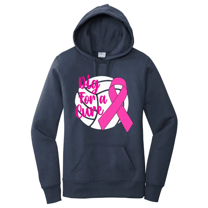 Dig For A Cure Breast Cancer Awareness Volleyball Pink Out Women's Pullover Hoodie