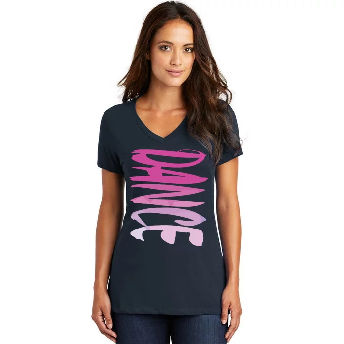 Dance Fun And Colorful Pink Teen Girl And Woman Women's V-Neck T-Shirt