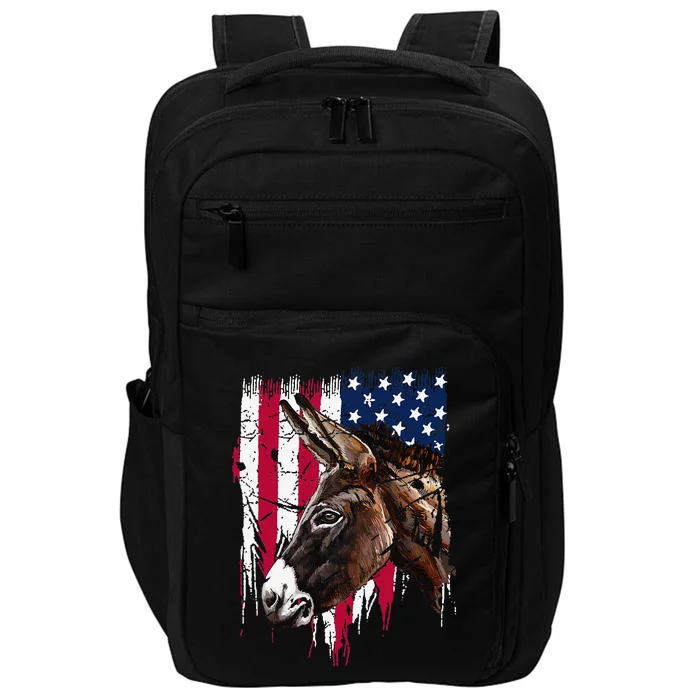 Donkey Farmer American Flag USA Donkey Impact Tech Backpack