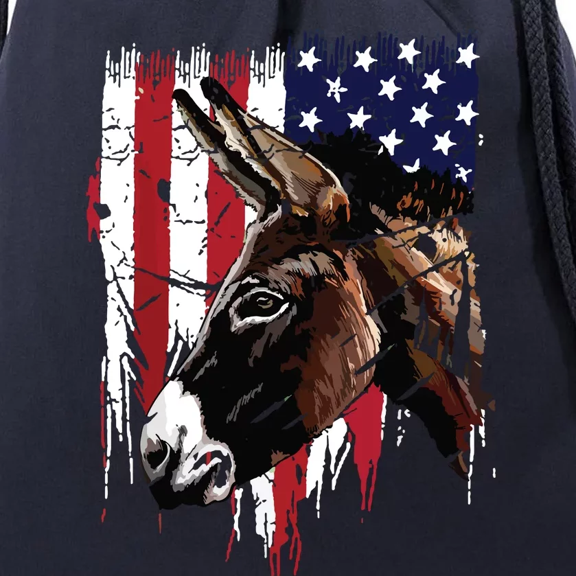 Donkey Farmer American Flag USA Donkey Drawstring Bag