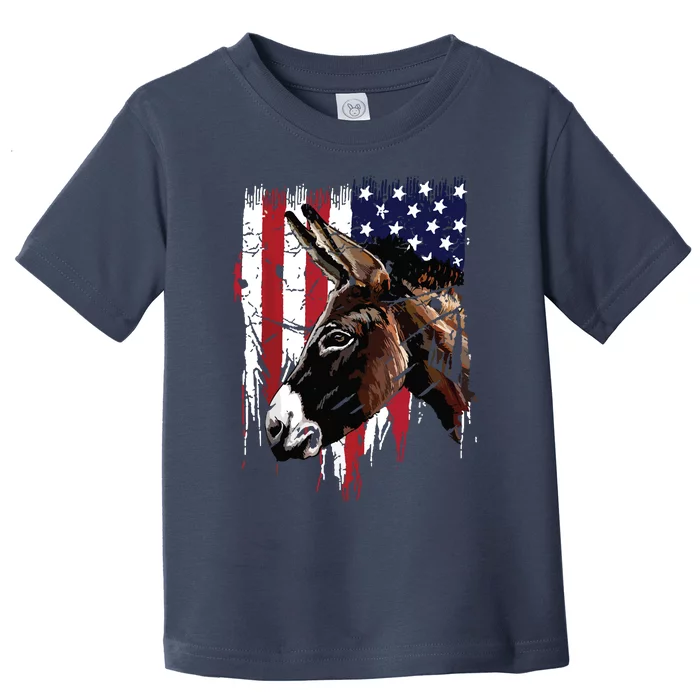 Donkey Farmer American Flag USA Donkey Toddler T-Shirt