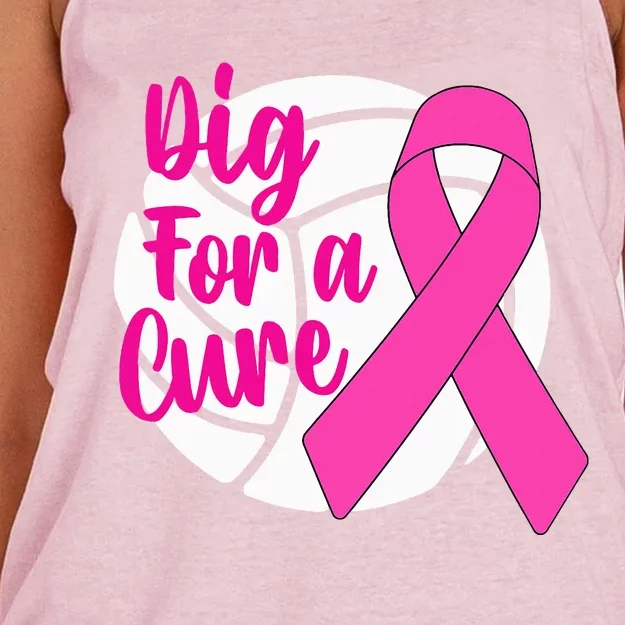 Dig For A Cure Breast Cancer Awareness Volleyball Pink Out Women's Knotted Racerback Tank