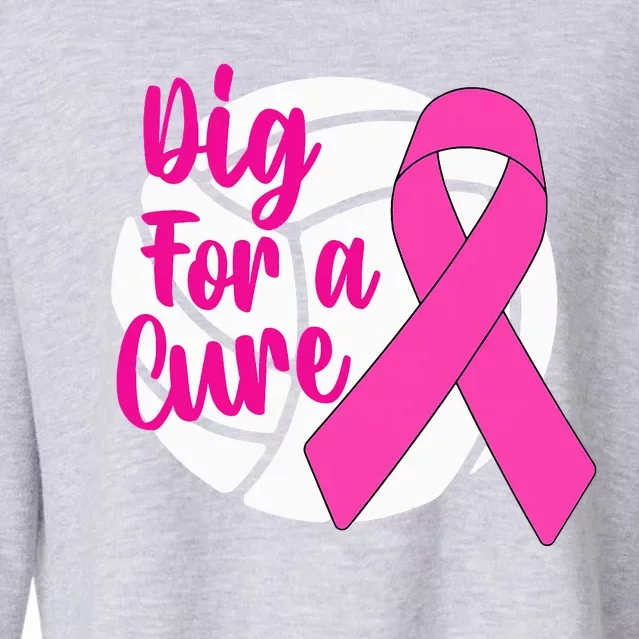 Dig For A Cure Breast Cancer Awareness Volleyball Pink Out Cropped Pullover Crew