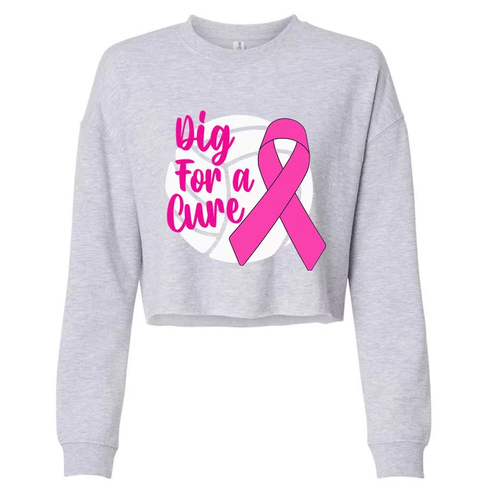 Dig For A Cure Breast Cancer Awareness Volleyball Pink Out Cropped Pullover Crew