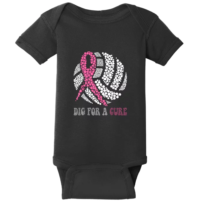 Dig For A Cure Breast Cancer Awareness Volleyball Pink Out Baby Bodysuit