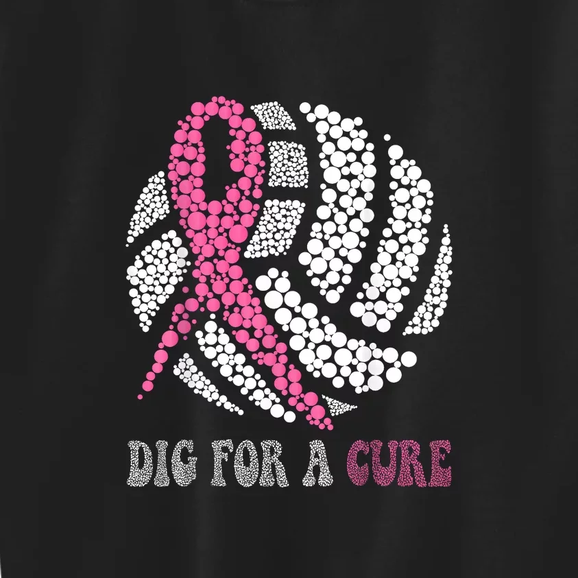 Dig For A Cure Breast Cancer Awareness Volleyball Pink Out Kids Sweatshirt