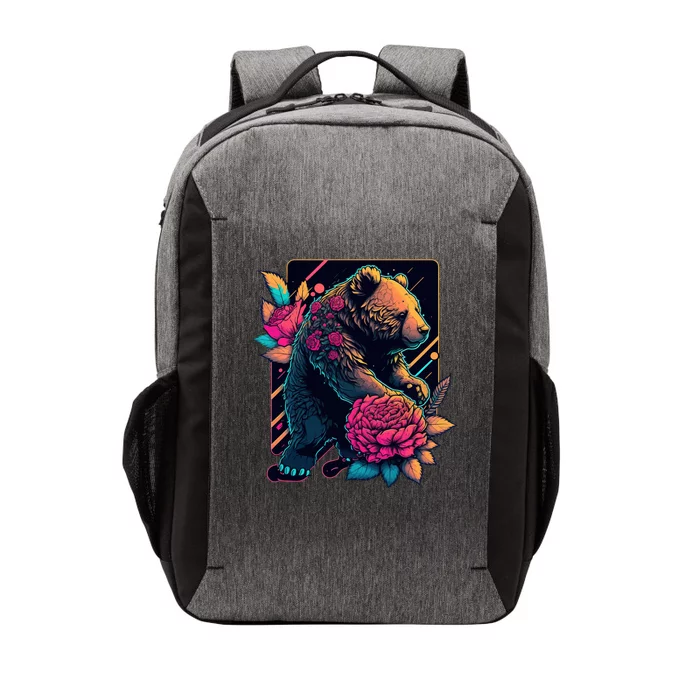 Design Featuring A Bear In Vibrant Neon Colors With A Retro Aesthetic Vector Backpack