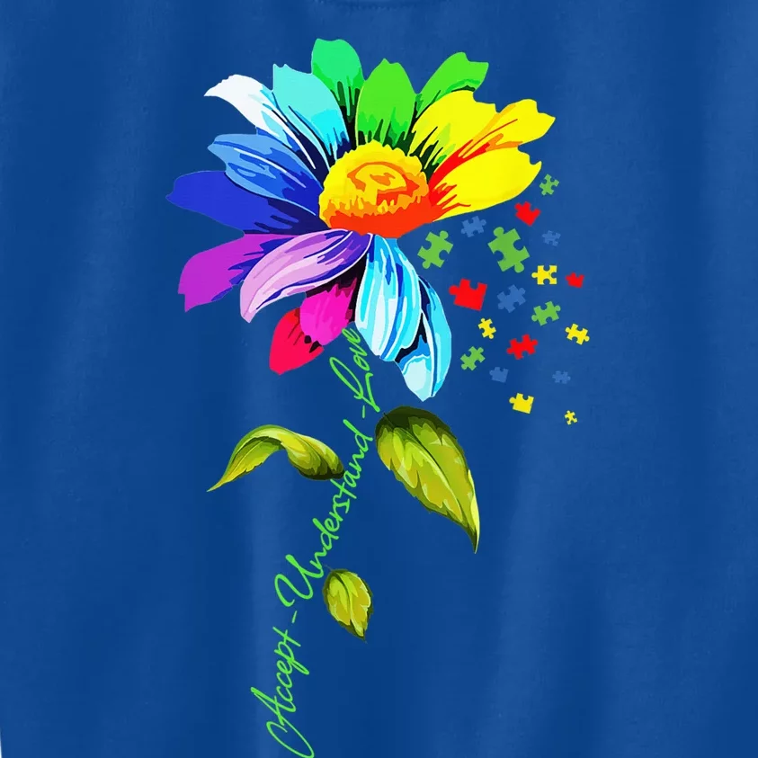 Daisy Floral Autism Awareness Accept Understand Love Mom Kids Sweatshirt