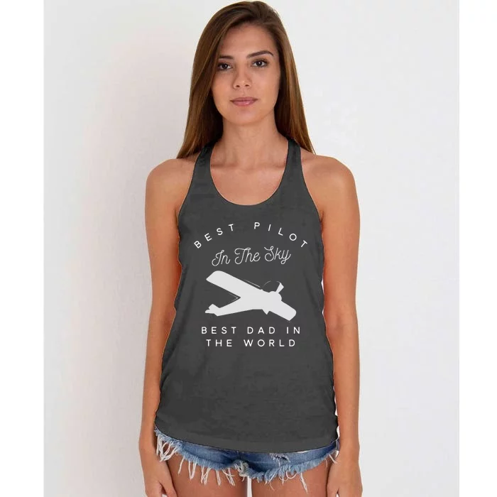 Dad Father Airplane Pilot Birth Day Gift.. Women's Knotted Racerback Tank