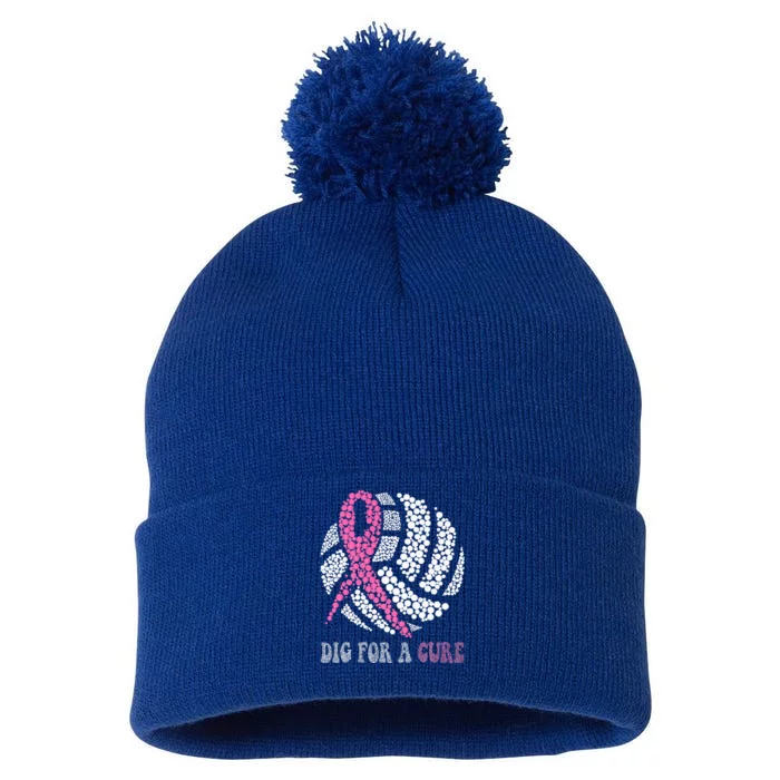 Dig For A Cure Breast Cancer Awareness Volleyball Pink Out Pom Pom 12in Knit Beanie