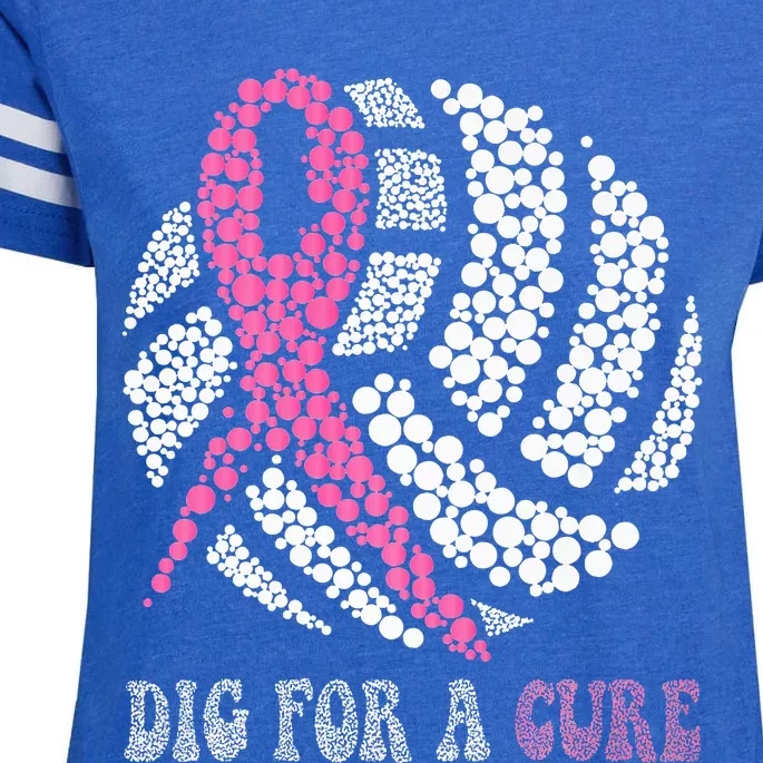 Dig For A Cure Breast Cancer Awareness Volleyball Pink Out Enza Ladies Jersey Football T-Shirt