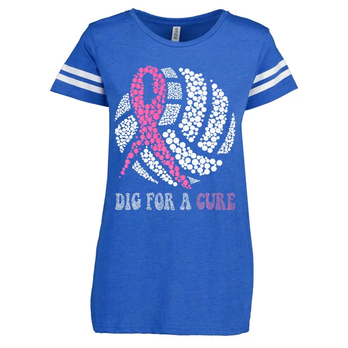 Dig For A Cure Breast Cancer Awareness Volleyball Pink Out Enza Ladies Jersey Football T-Shirt