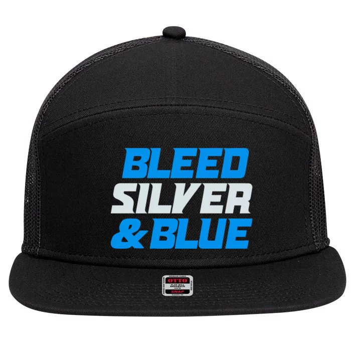 Detroit Football Bleed Silver & Blue 7 Panel Mesh Trucker Snapback Hat