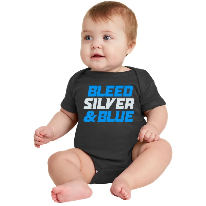 Detroit Football Bleed Silver & Blue Baby Bodysuit