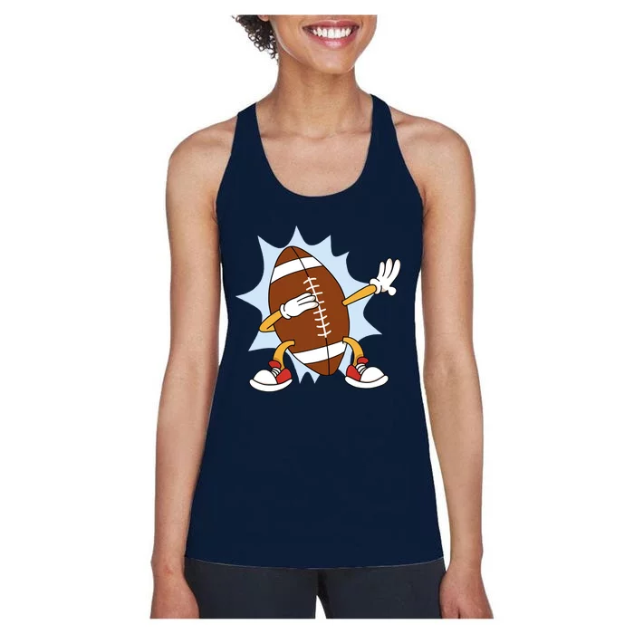 Dabbing Football Ball Funny Sports Player Women's Racerback Tank