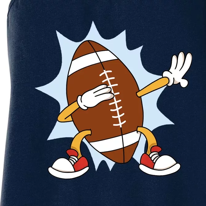 Dabbing Football Ball Funny Sports Player Women's Racerback Tank