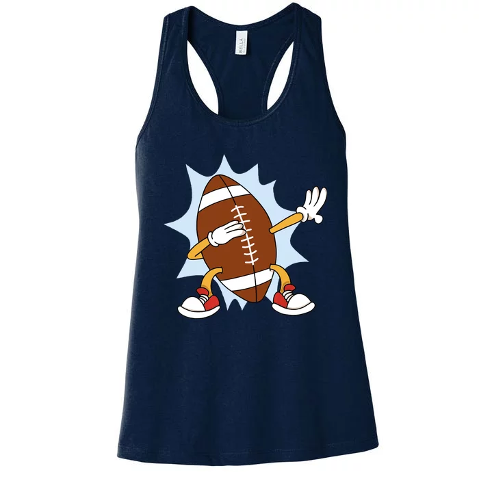 Dabbing Football Ball Funny Sports Player Women's Racerback Tank