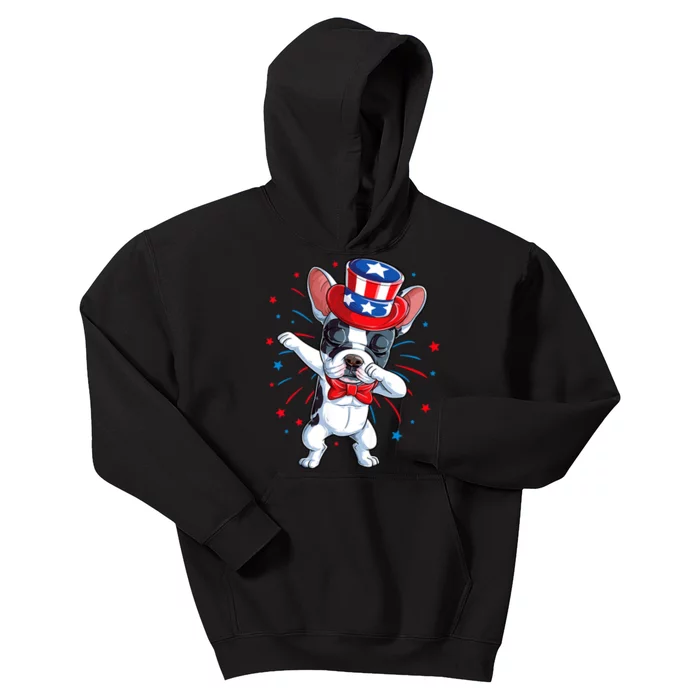 Dabbing French Bulldog 4th Of July Usa Flag Kids Hoodie