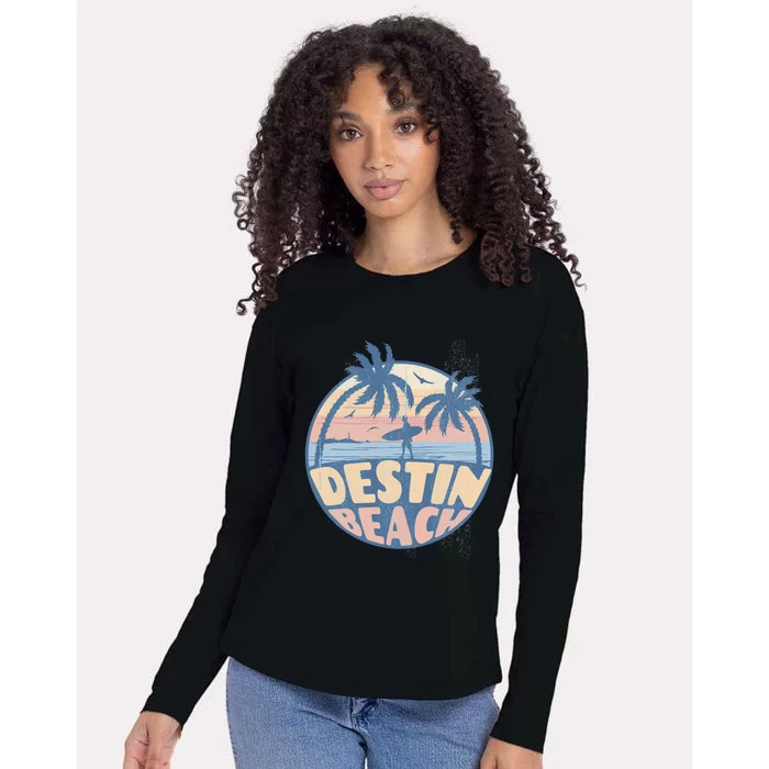 Destin Florida Beach Surf Summer Vacation Vintage Cool Gift Womens Cotton Relaxed Long Sleeve T-Shirt