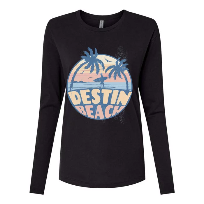 Destin Florida Beach Surf Summer Vacation Vintage Cool Gift Womens Cotton Relaxed Long Sleeve T-Shirt