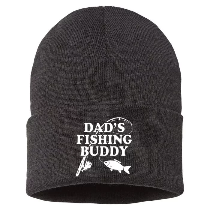 Dads Fishing Buddy Dad Matching Sustainable Knit Beanie