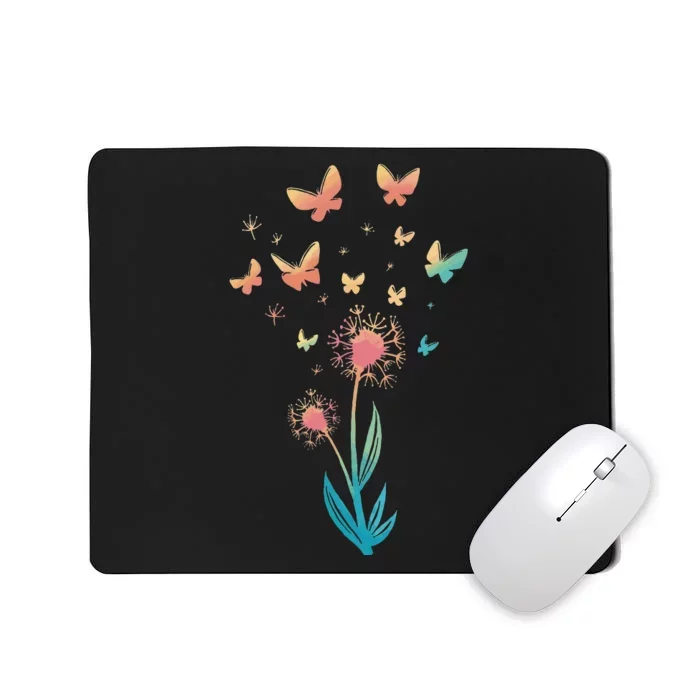 Dandelion Flower Butterfly For Butterfly Lover Summer Mousepad