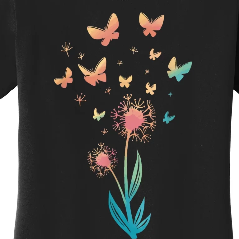 Dandelion Flower Butterfly For Butterfly Lover Summer Women's T-Shirt