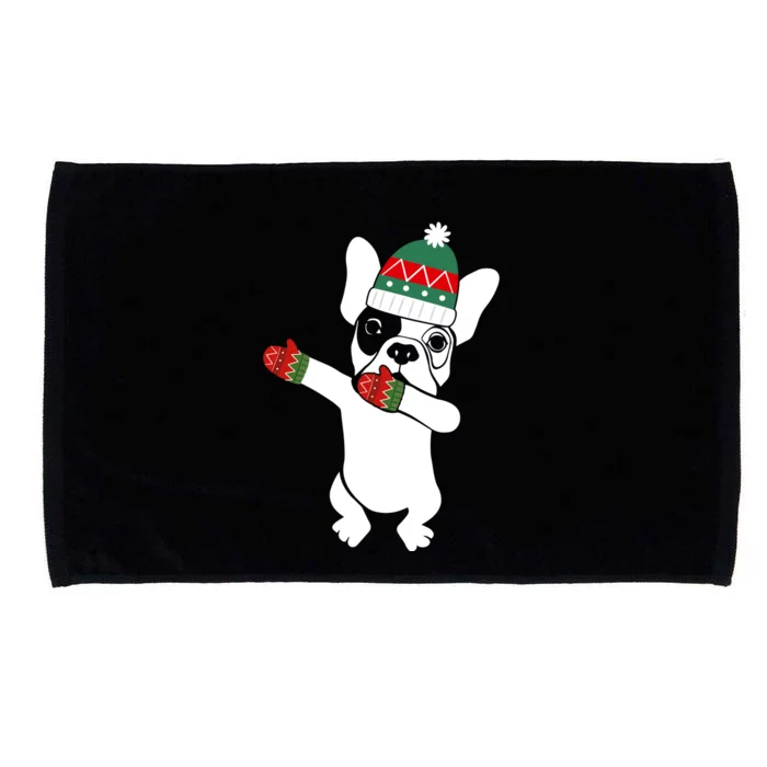 Dabbing French Bulldog Santa Christmas Funny Gift Xmas Meaningful Gift Microfiber Hand Towel